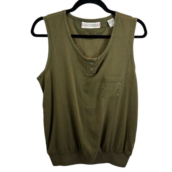 Ladies Vintage Joan Harper Green Sleeveless Blouse Size 12 - Picture 2 of 10